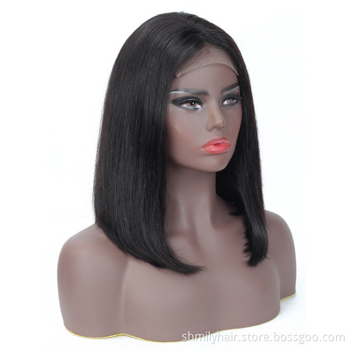 Hd Full Lace Frontal Short Bob Wigs Natural Human Hair Lace Front Wig Raw Peruvian Virgin Straight Human Hair For Black Women